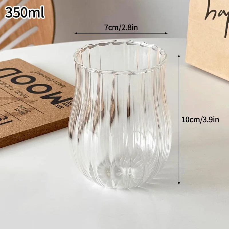 Glasses Cup Transparent Water Bottle Tumbler Whiskey Glass Drinkware Coffee Milk Juice Mug Cup Kitchen Accessory Stripe Cups 텀블러 Quick Pick Grocers